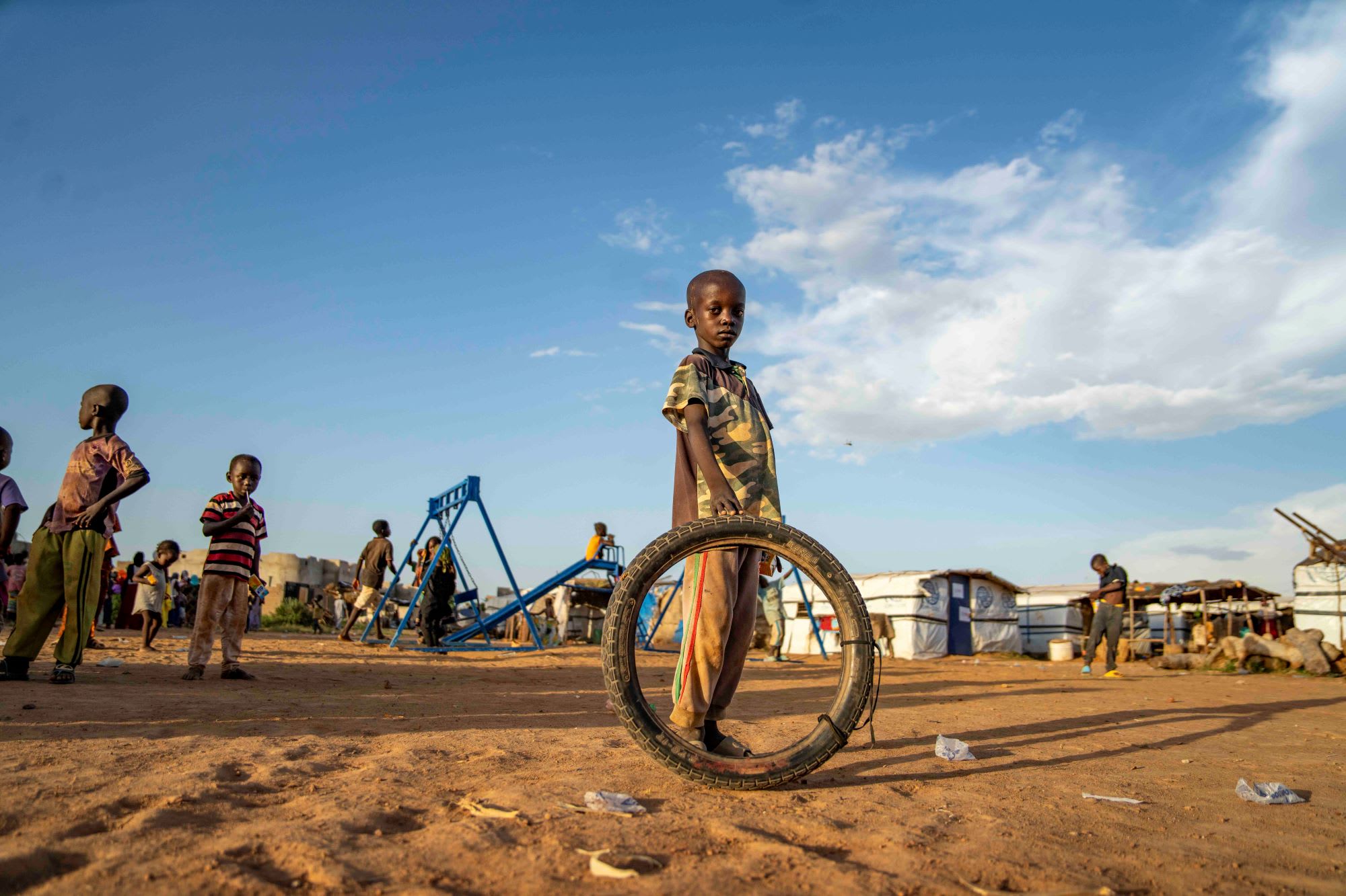 Child playing at the Sarema internally displaced persons (IDP) camp in Sevaré, in Mali’s Mopti region.